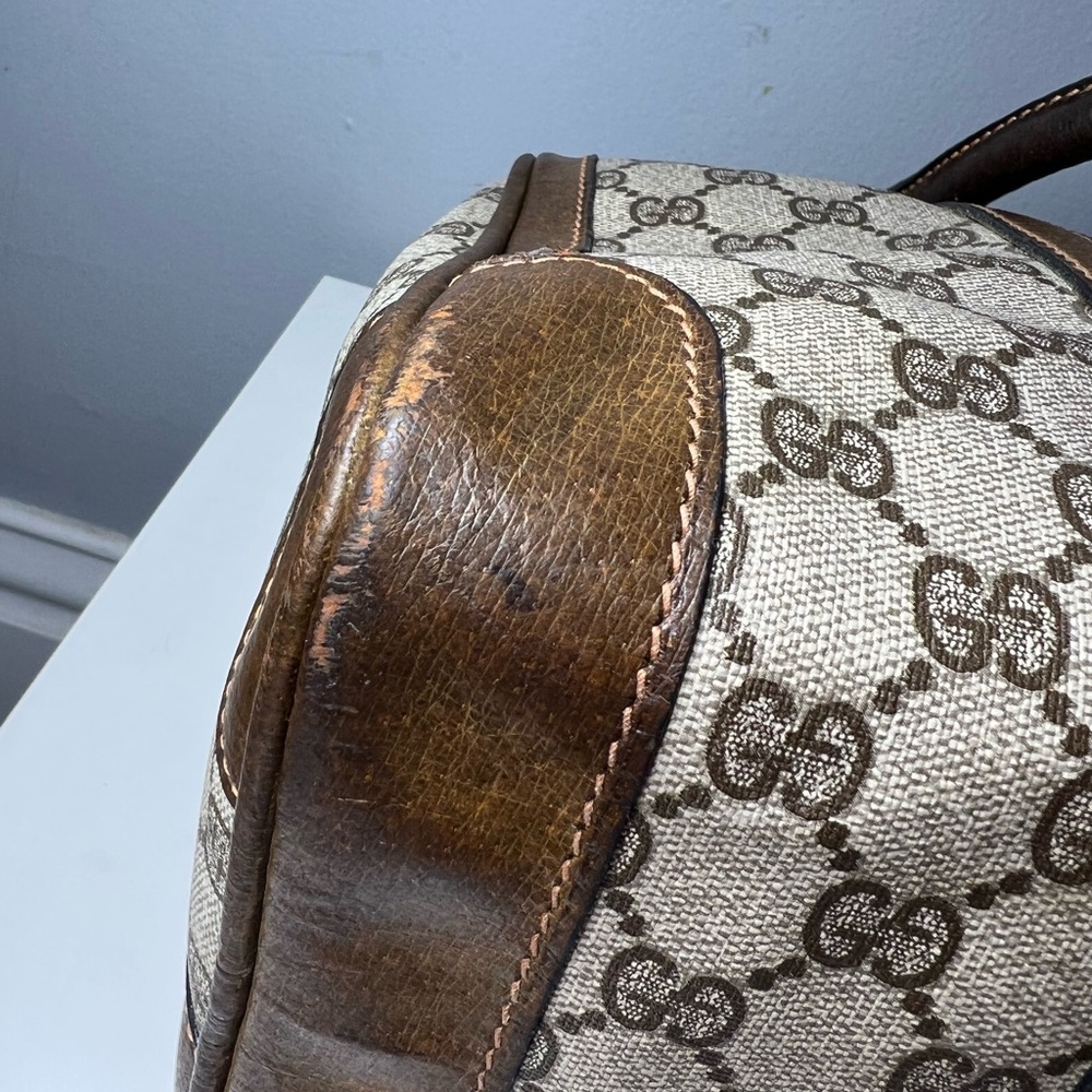 Vintage GUCCI Mini Boston Handbag Sherry Line Canvas Leather 32*21.5*17 - Picture 13 of 15